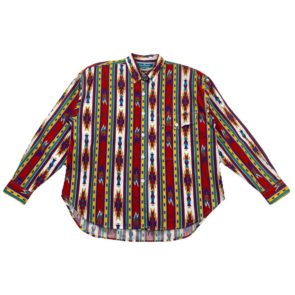 Vintage Southwest Canyon Western Aztec Button Up Shirt Women's Large Brand New